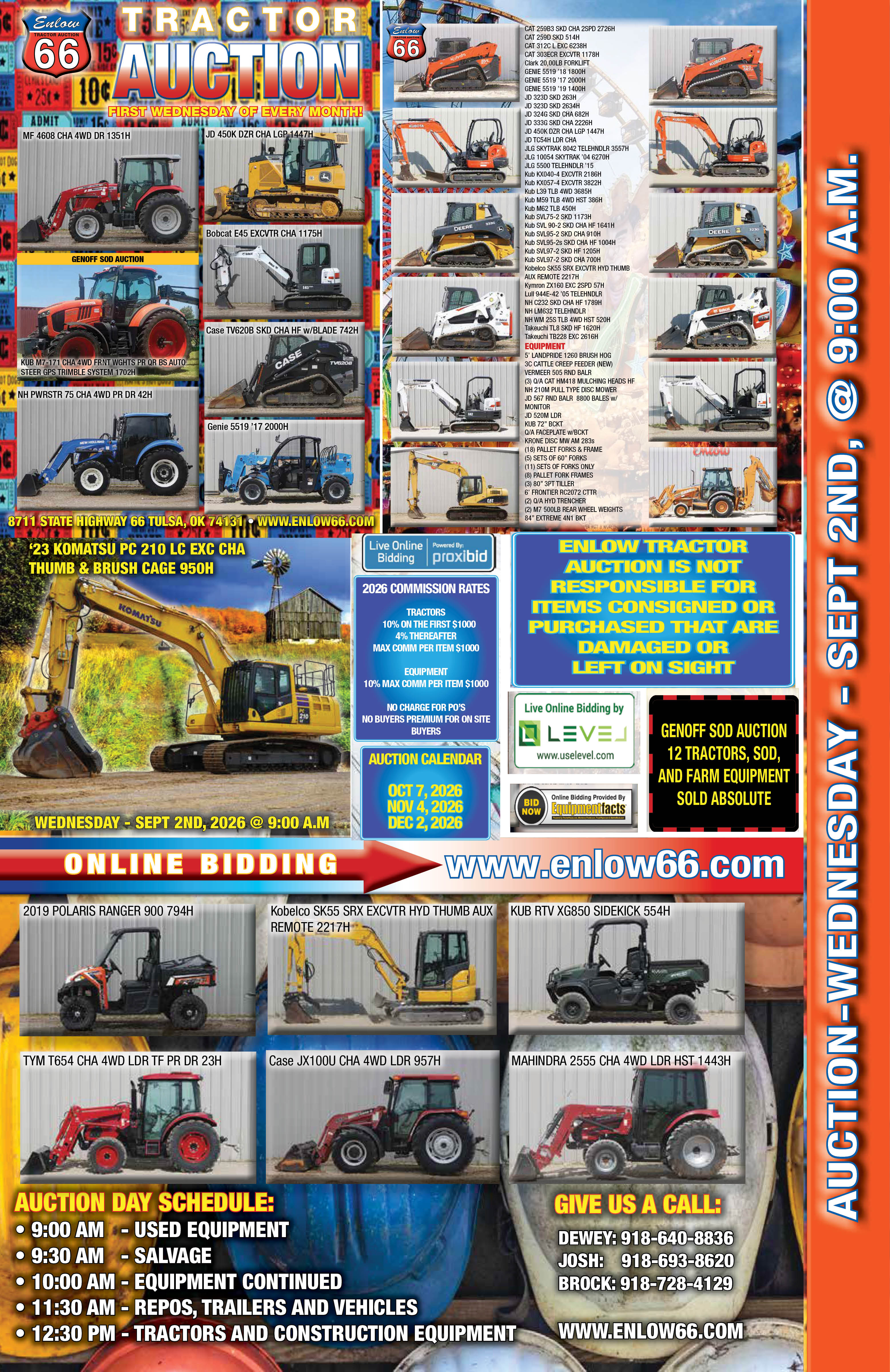 Enlow Route 66 Tractor Auction September 2, 2026